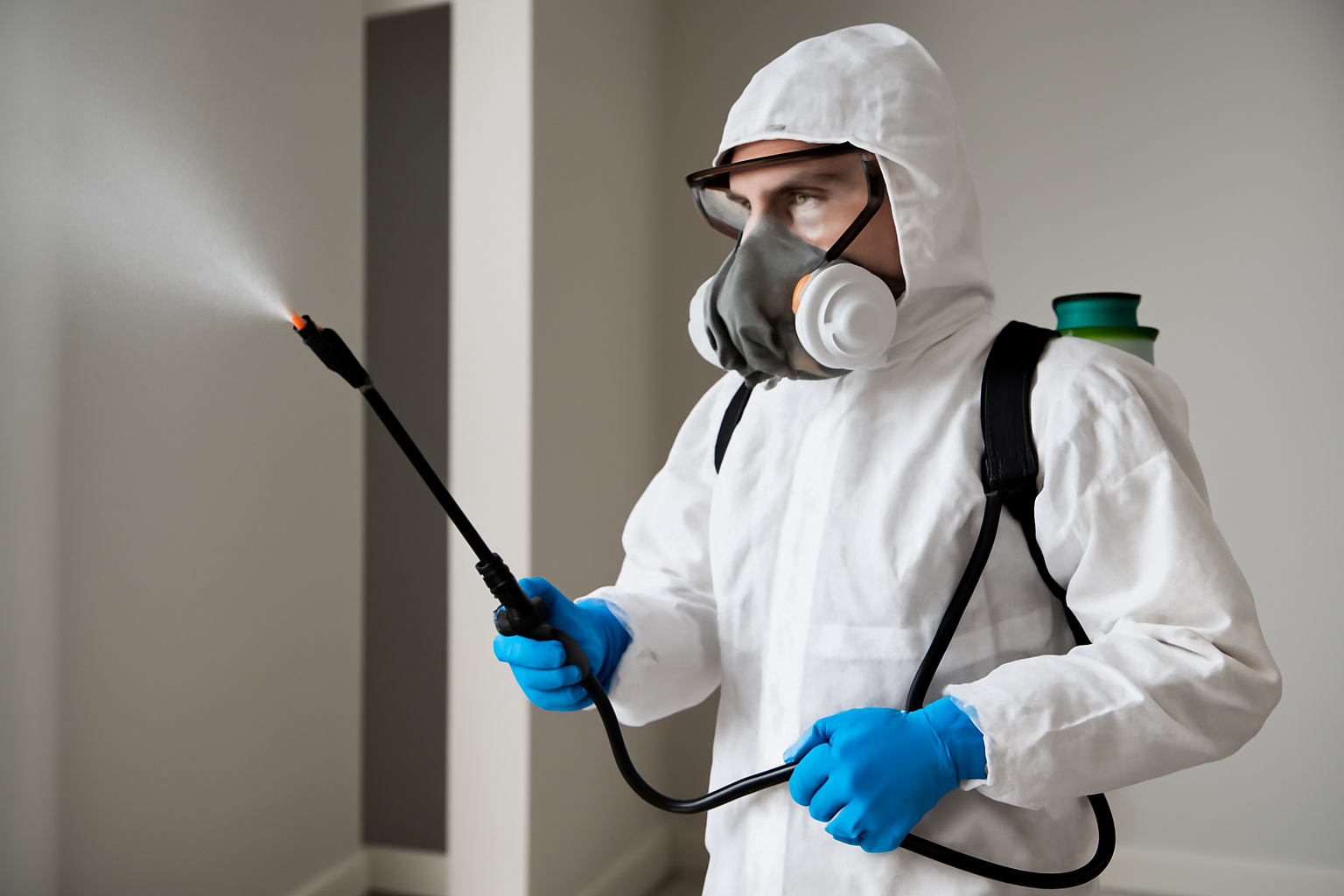 فني مكافحة حشرات بالزي الرسمي أثناء العمل